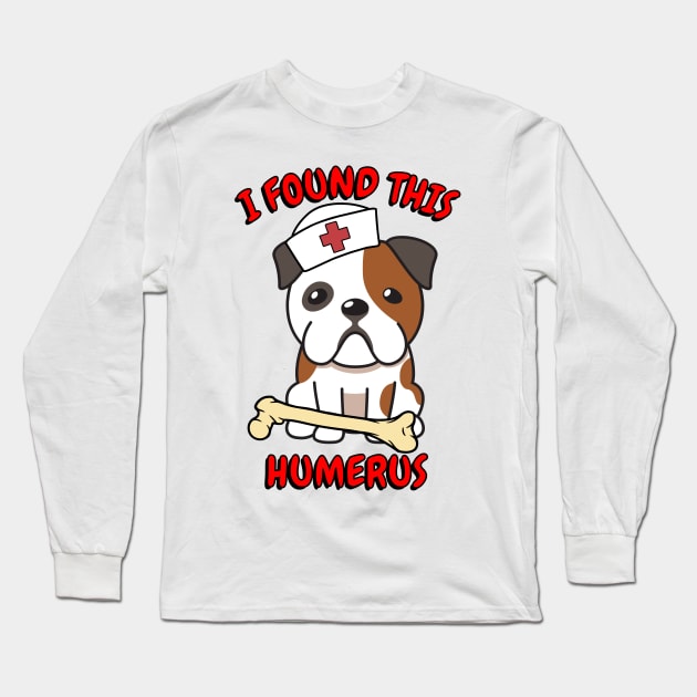 Funny bulldog tells a lame joke Long Sleeve T-Shirt by Pet Station